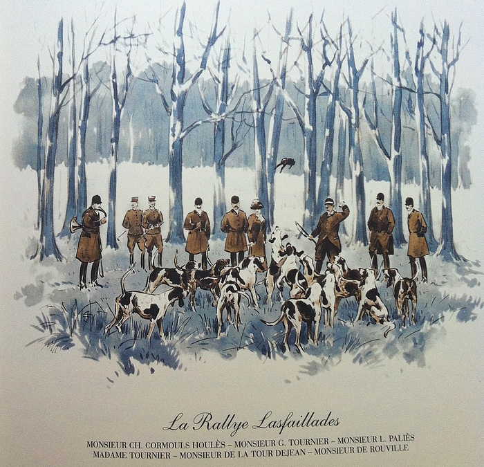 Le Rallye Lasfaillades - Illustration tirée de l'ouvrage La Vénerie française contemporaine (1914) - Le Goupy (Paris)